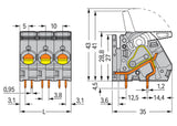 WAGO Printklemme 2f 1re gn/ge RM=10 Serie 2716 2716-152/000-016 Federzug/Löt