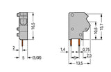 WAGO Printklemme 1f 1re lgr RM=5,08 Serie 254 254-843 Steckklemm/Löt