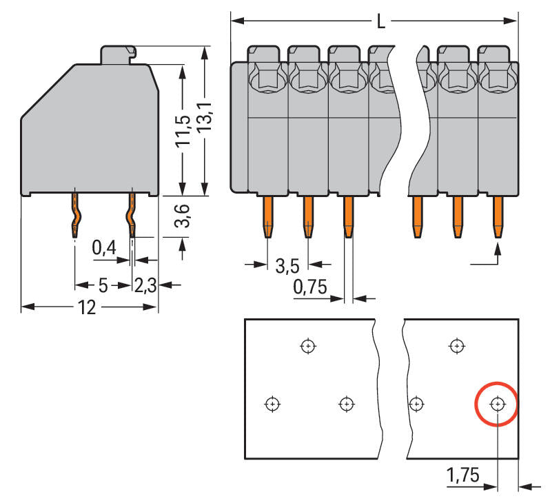 WAGO Printklemme 8f 1re sw RM=3,5 Serie 250 250-208/353-604/997-406 Steckk