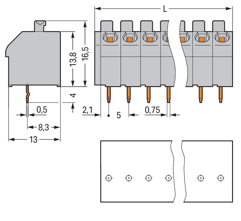 WAGO Printklemme 12f 1re gr RM=5 Serie 250 250-512 Steckklemm/Löt