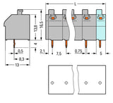 WAGO Printklemme 2f 1re or RM=7,5 Serie 250 250-602/000-012 Steckklemm/Löt