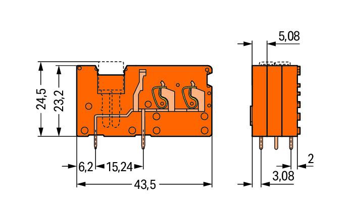 WAGO Printklemme 2f 1re or RM=5,08 Serie 742 742-176 Federzug/Löt