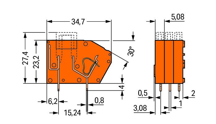 WAGO Printklemme 1f 1re or RM=5,08 Serie 742 742-116 Federzug/Löt