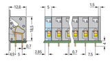 WAGO Printklemme 7f 1re gr RM=7,5 Serie 741 741-307 Federzug/Löt