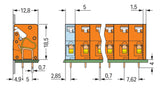 WAGO Printklemme 4f 1re or RM=7,62 Serie 741 741-404 Federzug/Löt