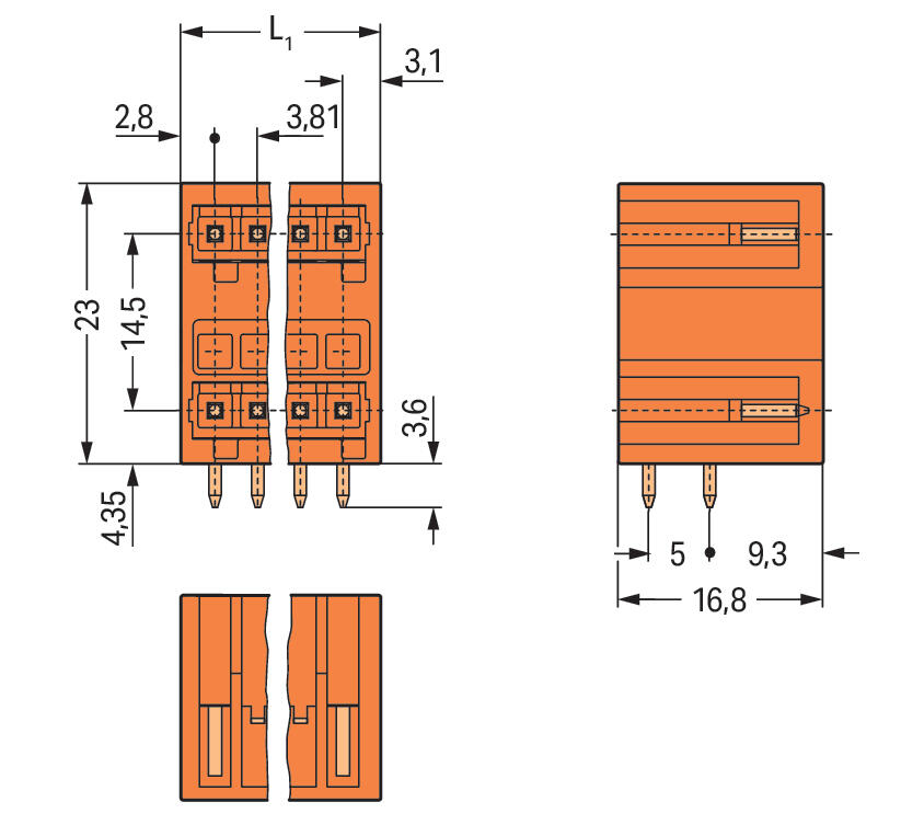 WAGO Platinenstecker Stift 12p or 2re Serie 734 734-436/001-000 3,81mm zinn
