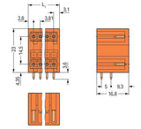 WAGO Platinenstecker Stift 16p or 2re Serie 734 734-438/001-000 3,81mm zinn