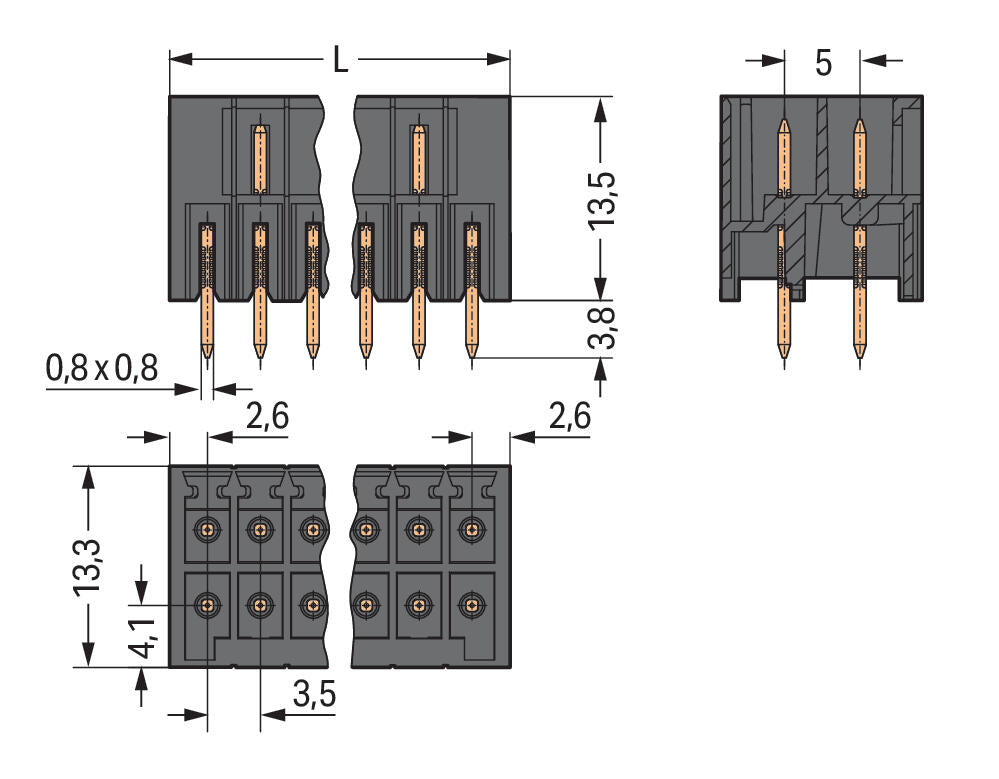 WAGO Platinenstecker Stift 16p sw 2re Serie 713 713-1408/116-000 3,5mm zinn
