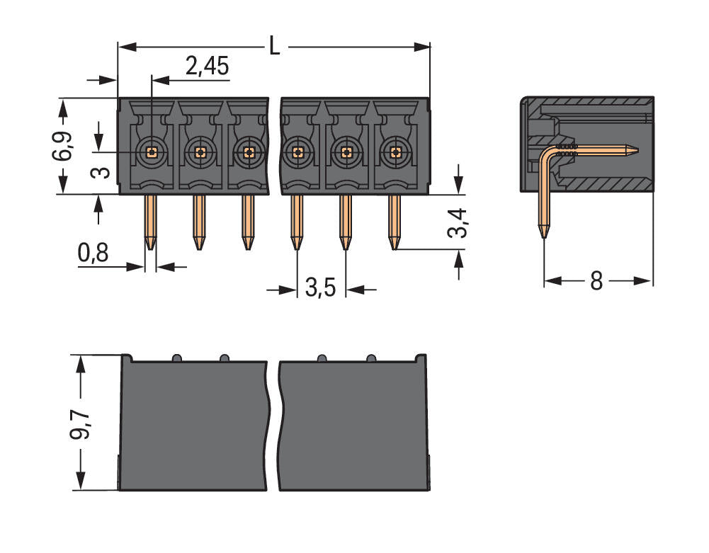 WAGO Platinenstecker Stift 4p sw 1re Löt Serie 714 714-164 3,5mm zinn