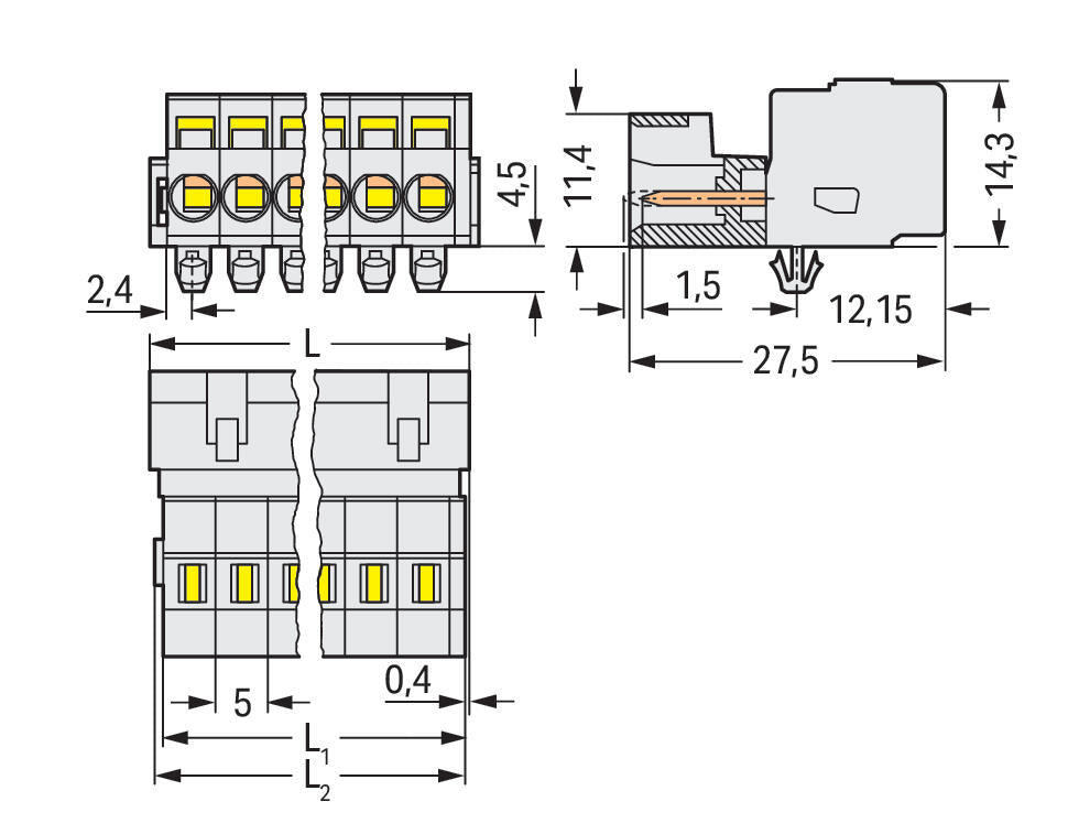 WAGO Verbindungsklemme 0,08-2,5qmm 12A Serie 721 721-611/018-000 11p Thermopl