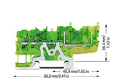 WAGO Schutzleiter-Reihenklemme gn/ge Serie 2020 2020-1407 0,5-1,5qmm 1Etage