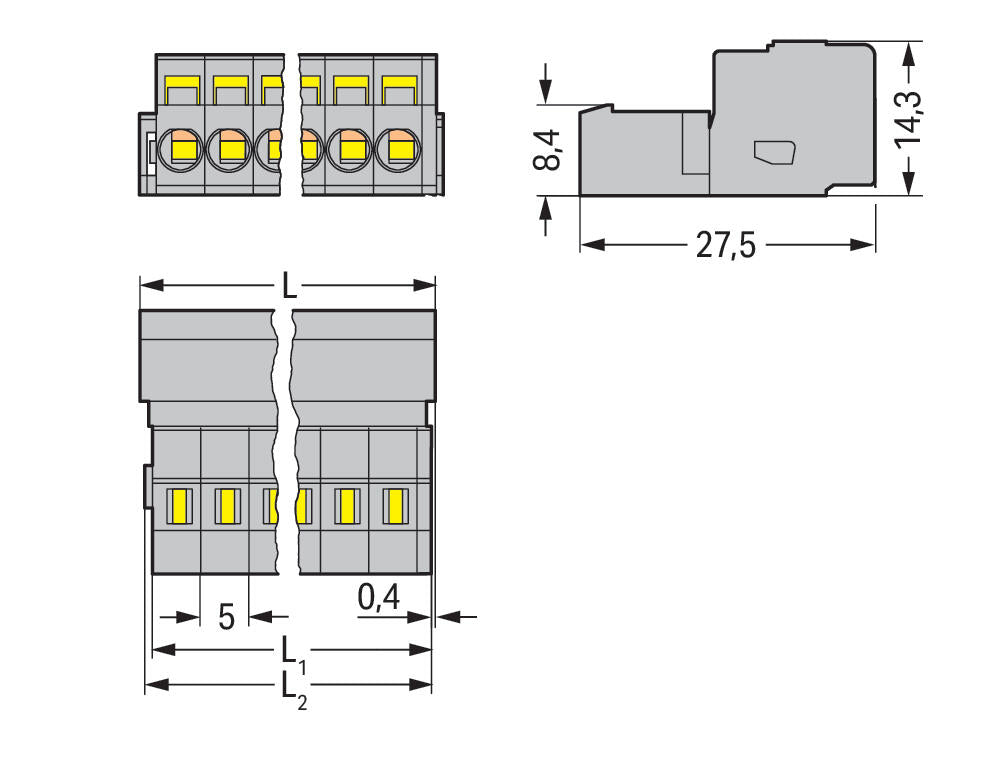 WAGO Verbindungsklemme 0,08-2,5qmm 12A Serie 231 231-607 7p Thermopl 5mm gr
