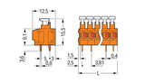 WAGO Printklemme 5f 1re or RM=3,81 Serie 235 235-105/330-000 Steckklemm/Löt