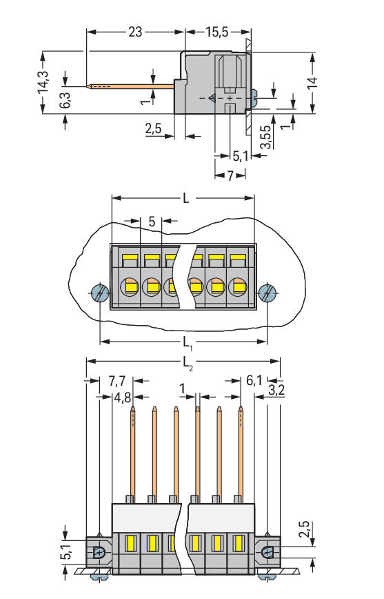 WAGO Verbindungsklemme 0,08-2,5qmm 5A 4p Serie 731 731-134 Thermopl 5mm gr