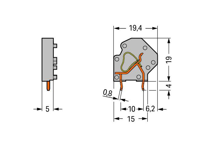 WAGO Printklemme 1f 1re lgr RM=5 Serie 745 745-3803/999-950 Federzug/Löt