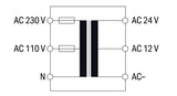 WAGO Trenntrafo 63VA 115-230V 12-24V 787-976 Kurzschl.fest 144x90x54mm IP20