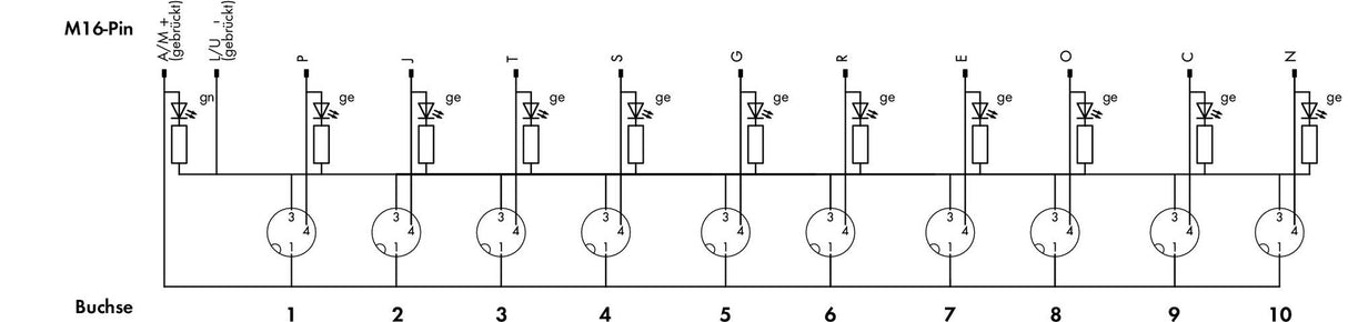 WAGO Verteiler Sensor/Aktor 4Steckpl 3p Serie 757 757-303 32V M8