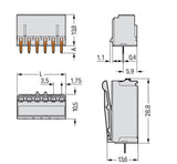 WAGO Platinenstecker Stift 8p lgr 1re Serie 2091 2091-1308 3,5mm zinn Löt