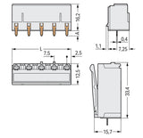 WAGO Platinenstecker Stift 4p lgr 1re Serie 2092 2092-3304 7,5mm zinn Löt