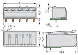 WAGO Platinenstecker Stift 3p lgr 1re Serie 2092 2092-3323 7,5mm zinn Löt
