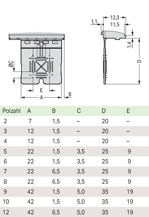 WAGO Platinenstecker Stift 2p lgr 1re Serie 2092 2092-1152/000-5000 5mm zinn