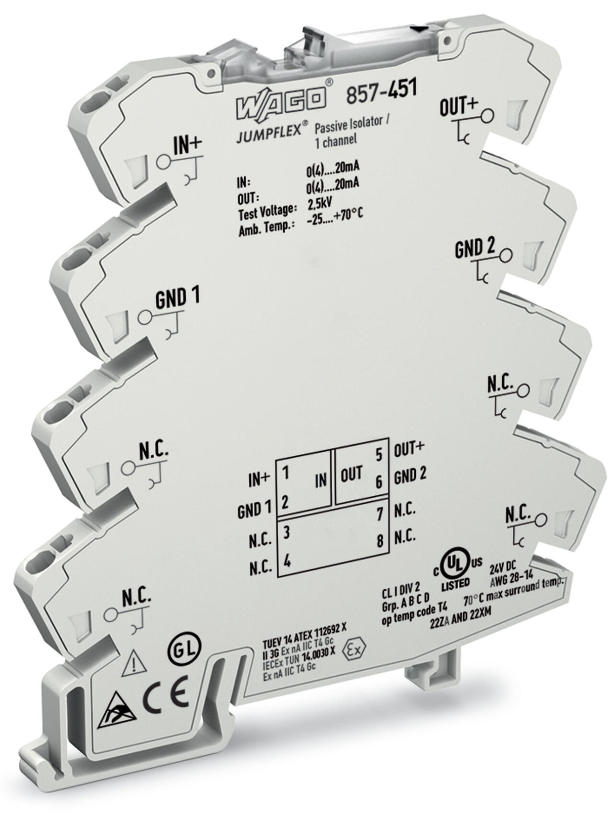 WAGO Trennverstärker 1Kan Galv.Trenn NT Serie 857 857-451 Federzug 600Ohm