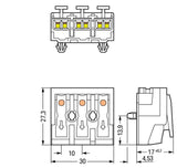 WAGO Klemmleiste 0,5-2,5qmm 24A 3p 30mm Serie 294 294-5003 Thermopl ws Federzug