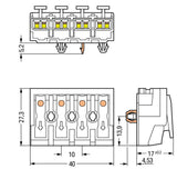 WAGO Klemmleiste 0,5-2,5qmm 24A 4p 40mm Serie 294 294-5124 Thermopl ws Federzug