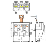 WAGO Klemmleiste 0,5-2,5qmm 24A 3p 30mm Serie 294 294-5453 Thermopl ws Federzug