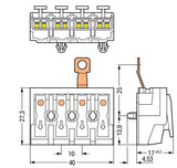 WAGO Klemmleiste 0,5-2,5qmm 24A 4p 40mm Serie 294 294-5414 Thermopl ws Federzug