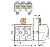 WAGO Klemmleiste 0,5-2,5qmm 24A 3p 30mm Serie 294 294-5213 Thermopl ws Federzug