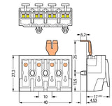 WAGO Klemmleiste 0,5-2,5qmm 24A 4p 40mm Serie 294 294-5214 Thermopl ws Federzug