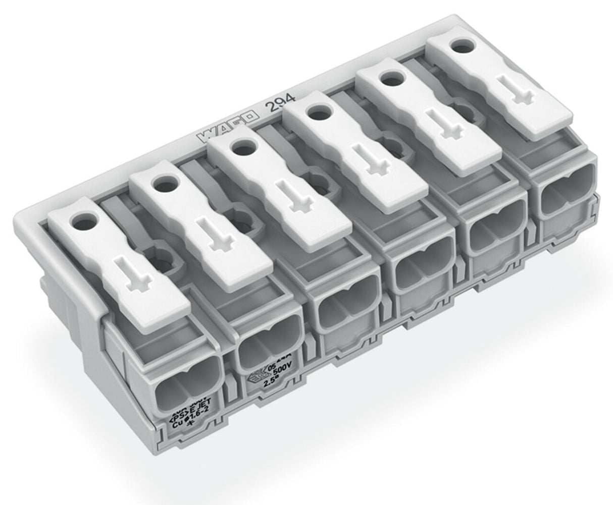 WAGO Klemmleiste 0,5-2,5qmm 24A 6p 60mm Serie 294 294-4006 Thermopl ws Federzug