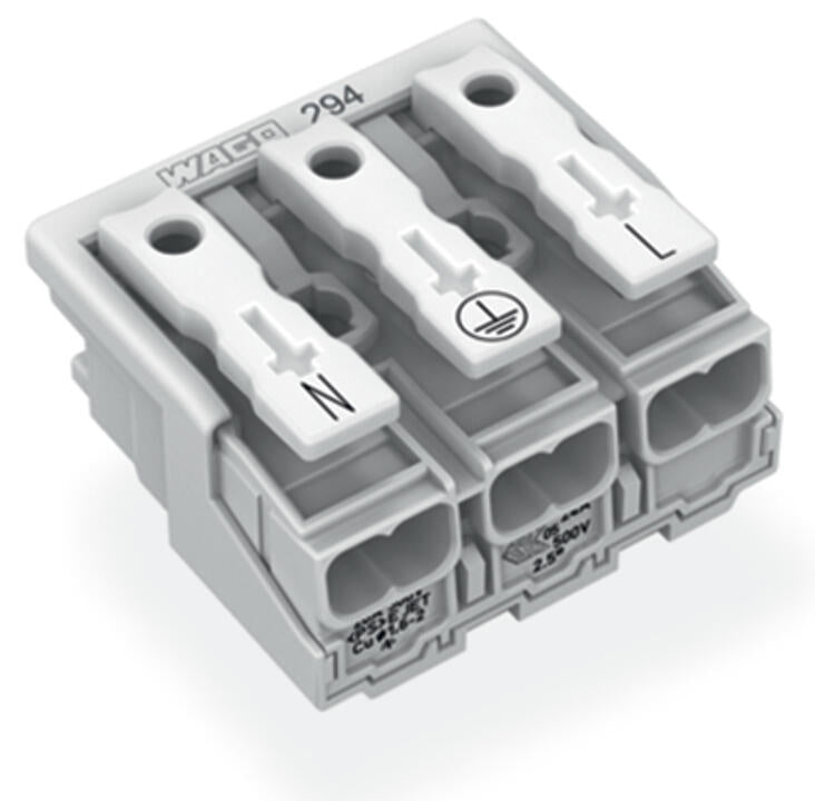 WAGO Klemmleiste 0,5-2,5qmm 24A 3p 30mm Serie 294 294-4013 Thermopl ws Federzug
