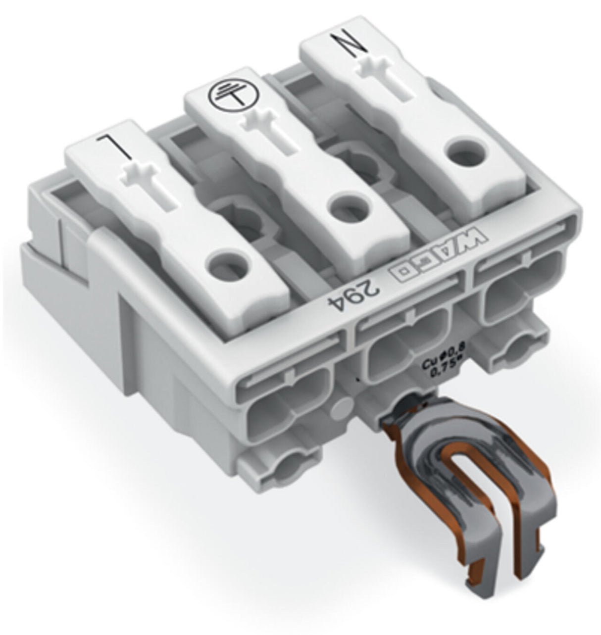 WAGO Klemmleiste 0,5-2,5qmm 24A 3p 30mm Serie 294 294-5213 Thermopl ws Federzug