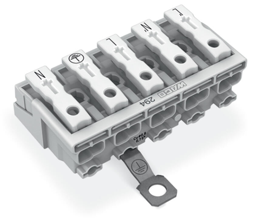 WAGO Klemmleiste 0,5-2,5qmm 24A 5p 50mm Serie 294 294-4425 Thermopl ws Federzug