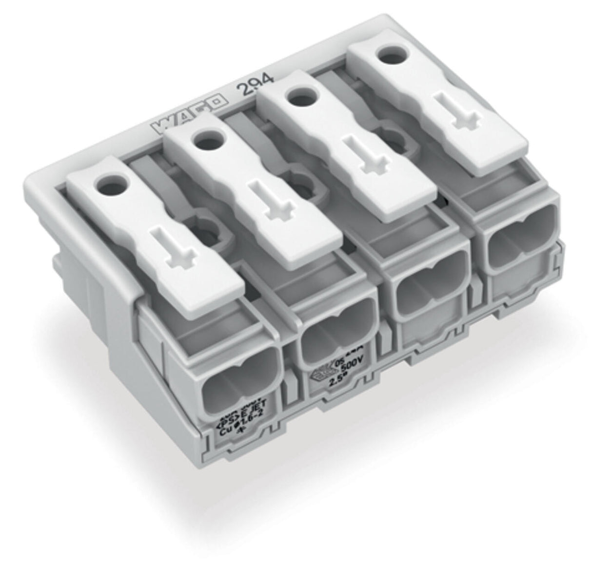 WAGO Klemmleiste 0,5-2,5qmm 24A 4p 40mm Serie 294 294-5004 Thermopl ws Federzug