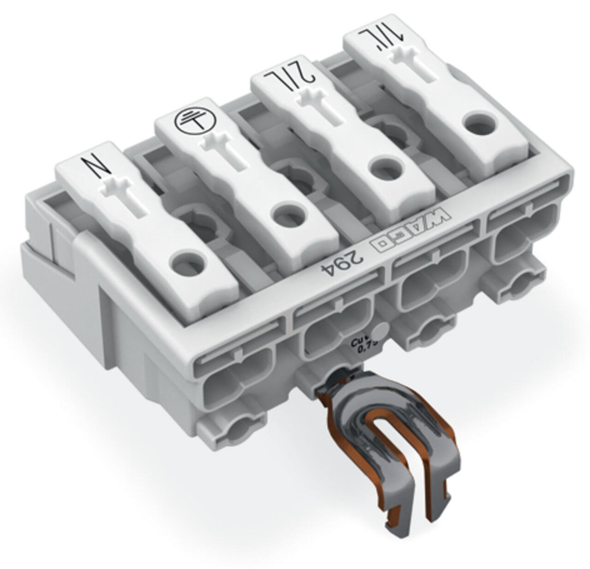 WAGO Klemmleiste 0,5-2,5qmm 24A 4p 40mm Serie 294 294-5224 Thermopl ws Federzug