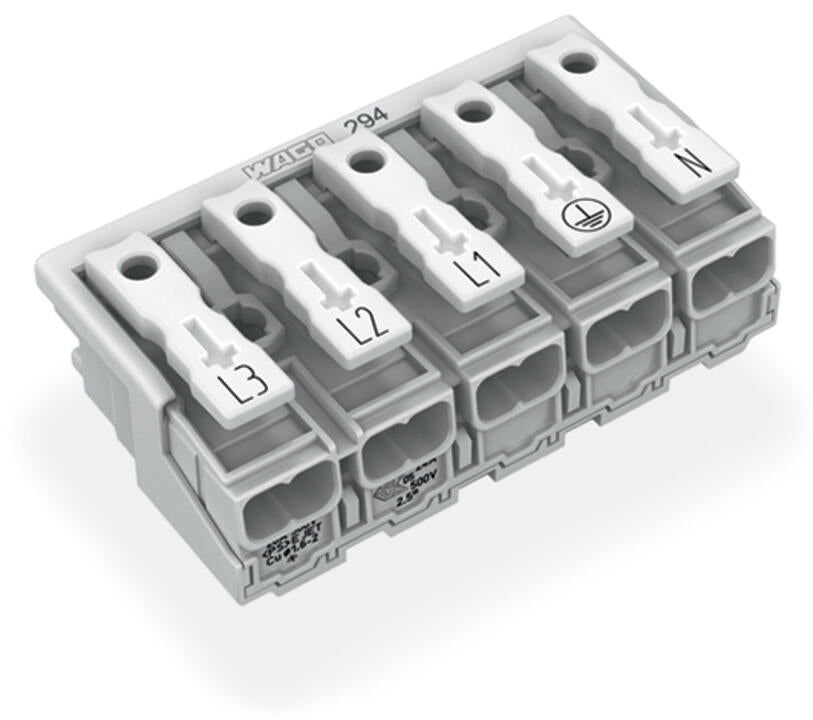 WAGO Klemmleiste 0,5-2,5qmm 24A 5p 50mm Serie 294 294-5015 Thermopl ws Federzug