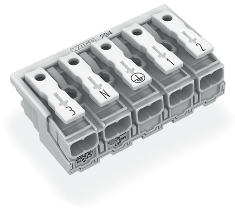 WAGO Klemmleiste 0,5-2,5qmm 24A 5p 50mm Serie 294 294-5055 Thermopl ws Federzug