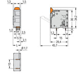 WAGO Printklemme 1f 1re gr RM=10 2616-3101 Federzug/Löt 0,75-25qmm