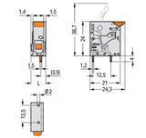 WAGO Printklemme 1f 1re gn/ge RM=7,5 2606-1101/000-016 Federzug/Löt