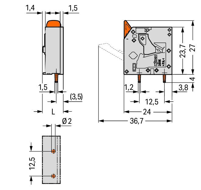 WAGO Printklemme 1f 1re gr RM=7,5 2606-3101 Federzug/Löt 0,25-6qmm