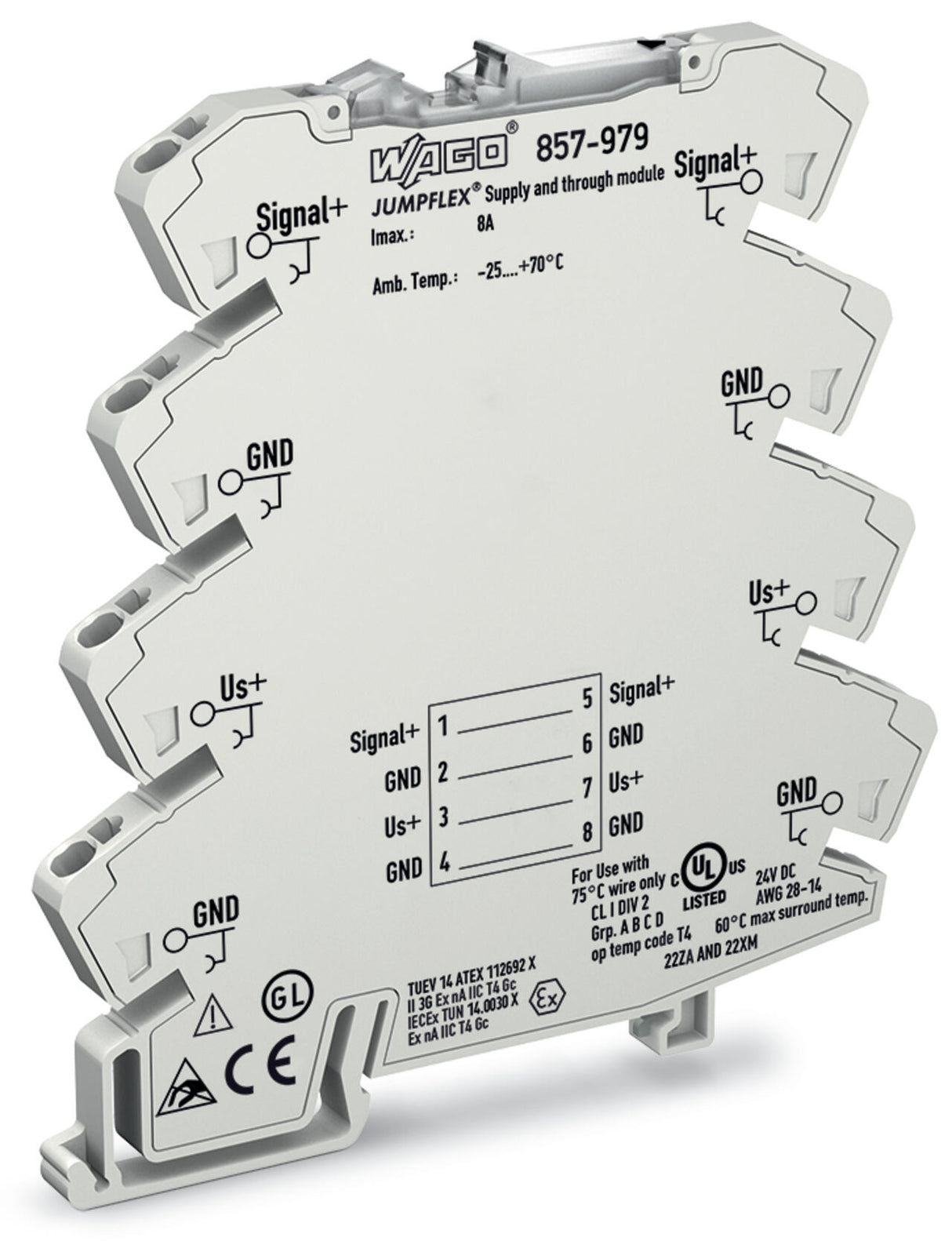WAGO Reihenklemme 4Etagen 2kl lgr 8A Serie 857 857-979 TS35