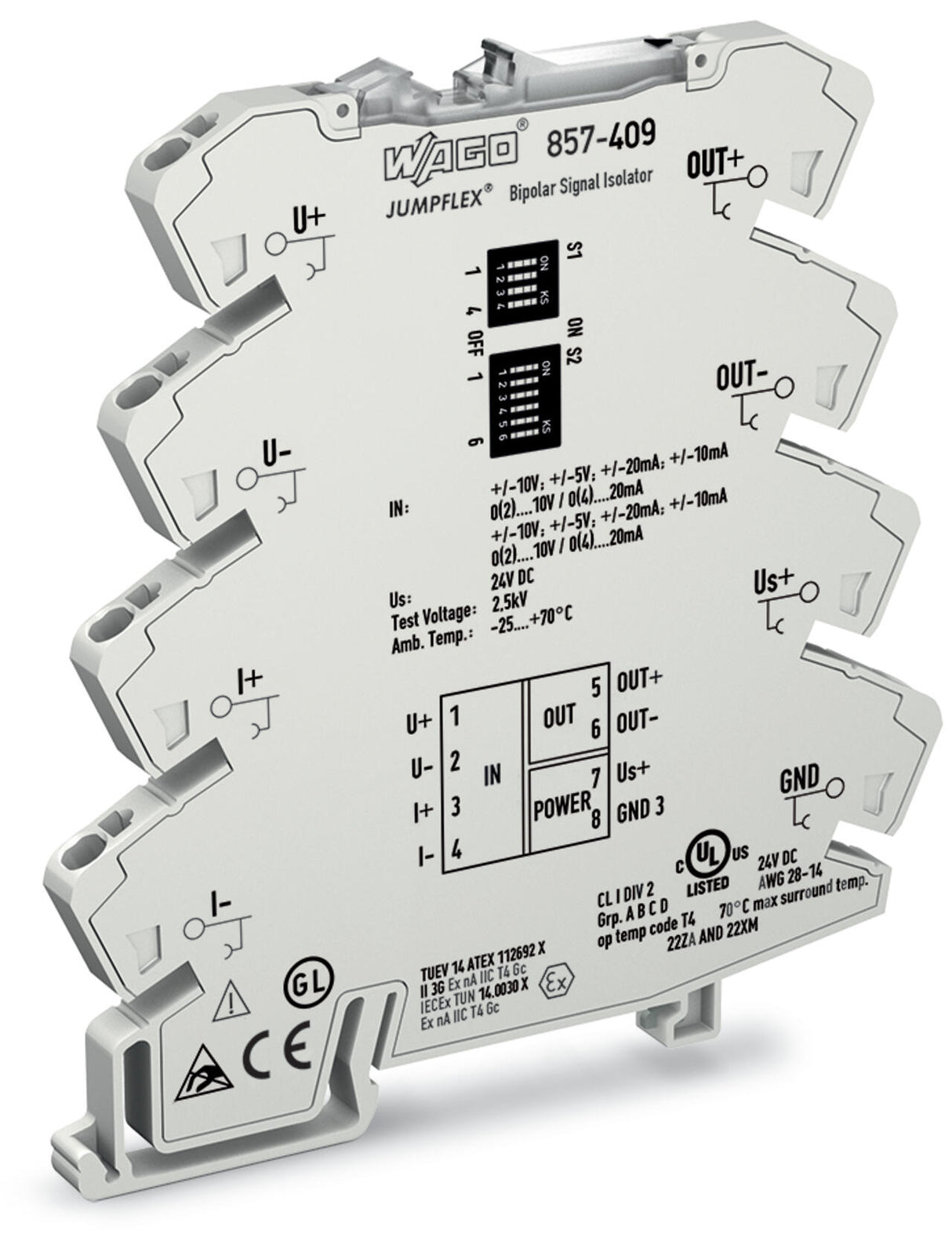 WAGO Trennverstärker 24V 1Kan Federzug Serie 857 857-409 Galv.Trenn NT