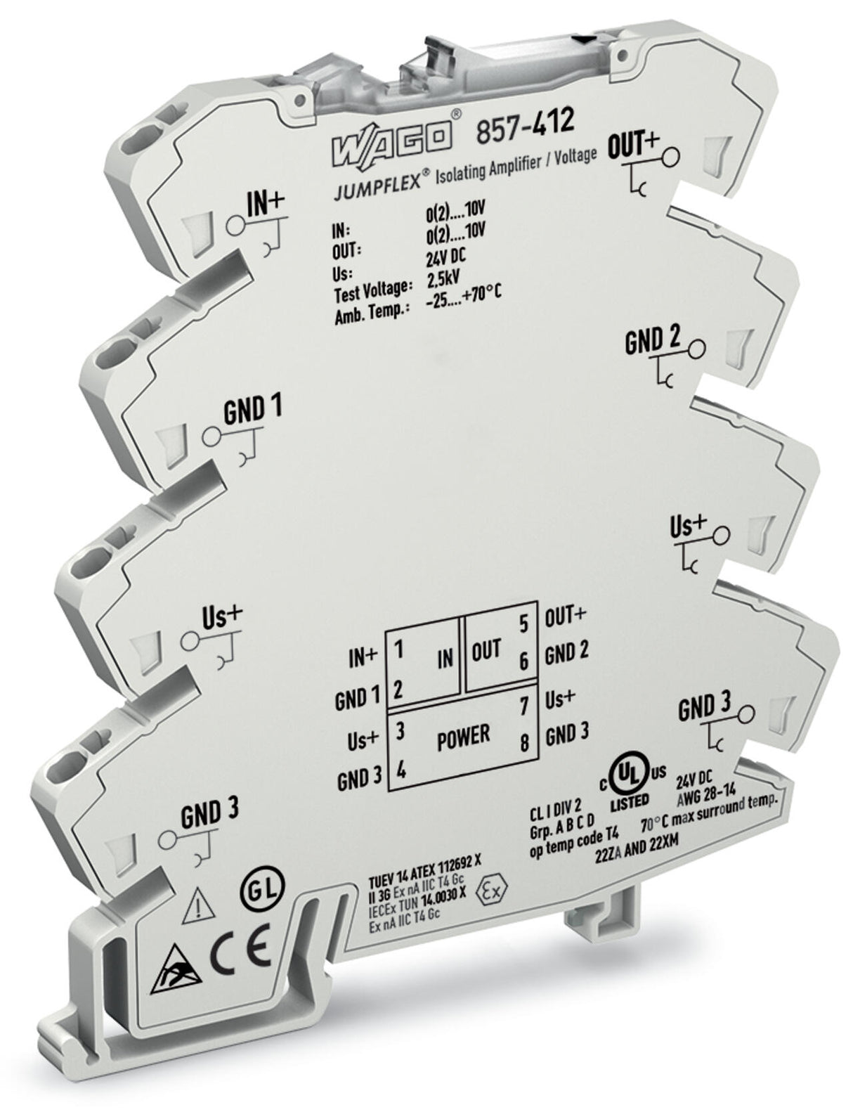 WAGO Trennverstärker 24V 1Kan Federzug Serie 857 857-412 Galv.Trenn NT