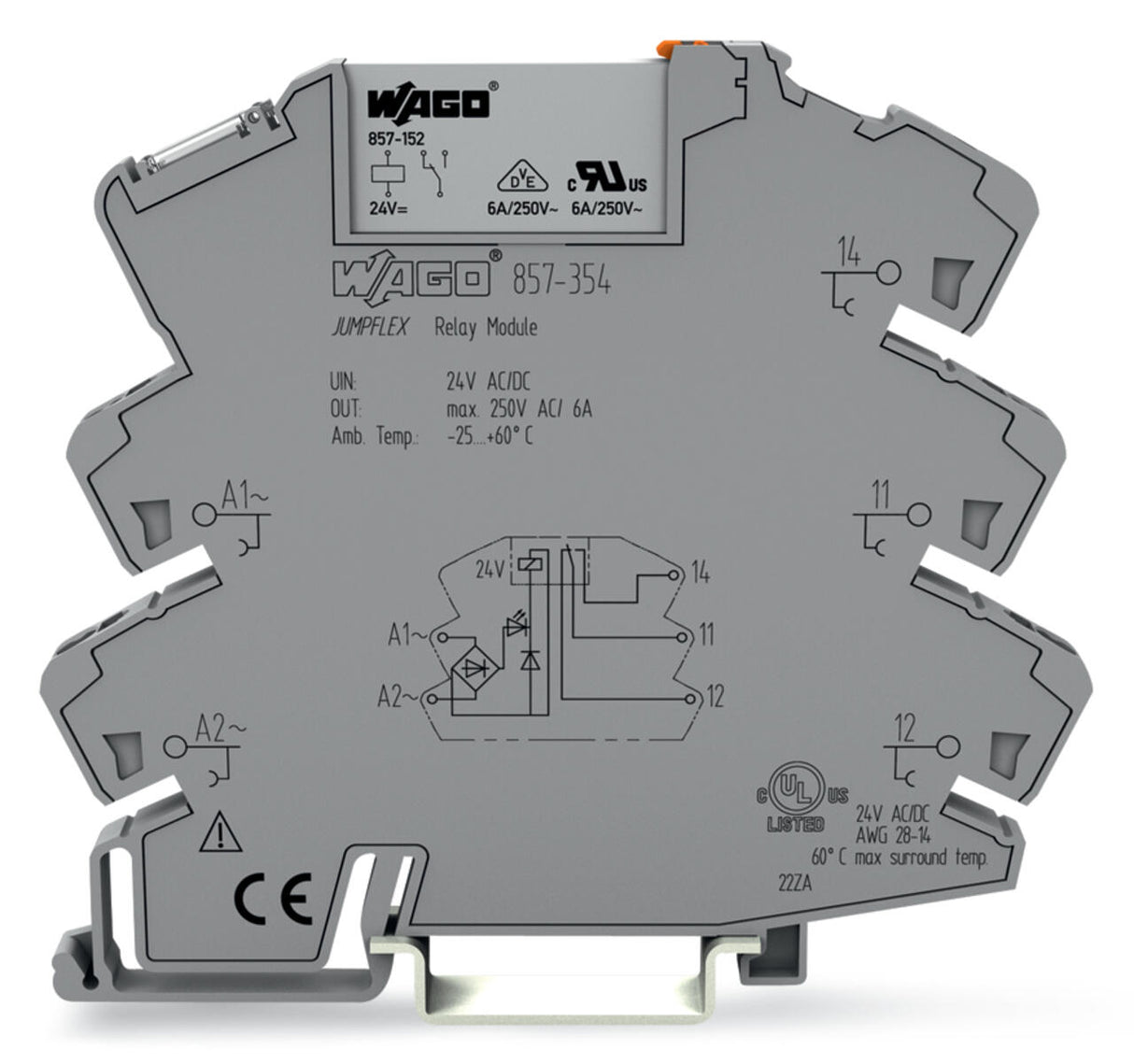 WAGO Schaltrelais 24V/AC 1W IP20 Serie 857 857-354 6x81x94mm Steckanschl