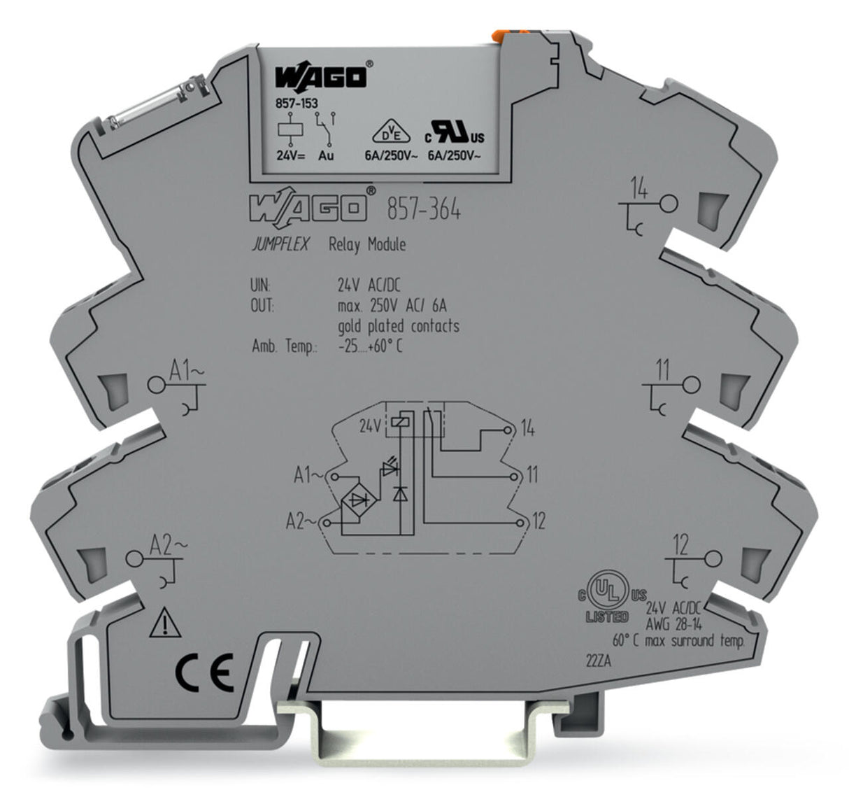 WAGO Schaltrelais 24V/AC 1W IP20 857-364 6x81x94mm Steckanschl
