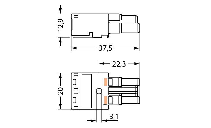 WAGO Steckverbinder Gebäude Buchse 2p Serie 770 770-282/082-000 Federzug 250V