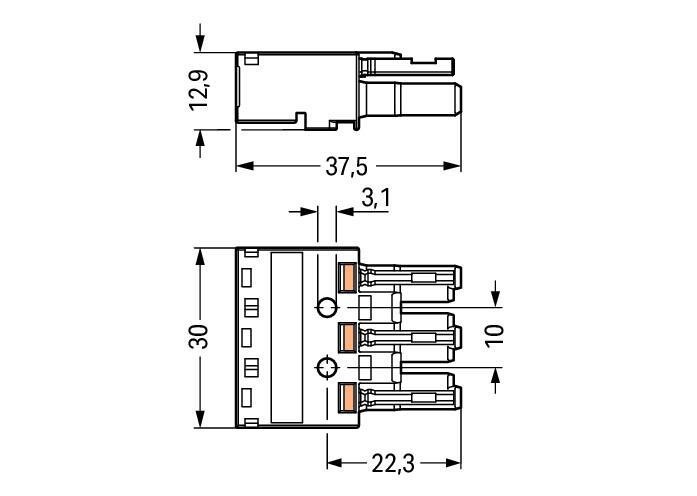 WAGO Steckverbinder Gebäude Buchse 3p Serie 770 770-1363 Federzug 250V 25A